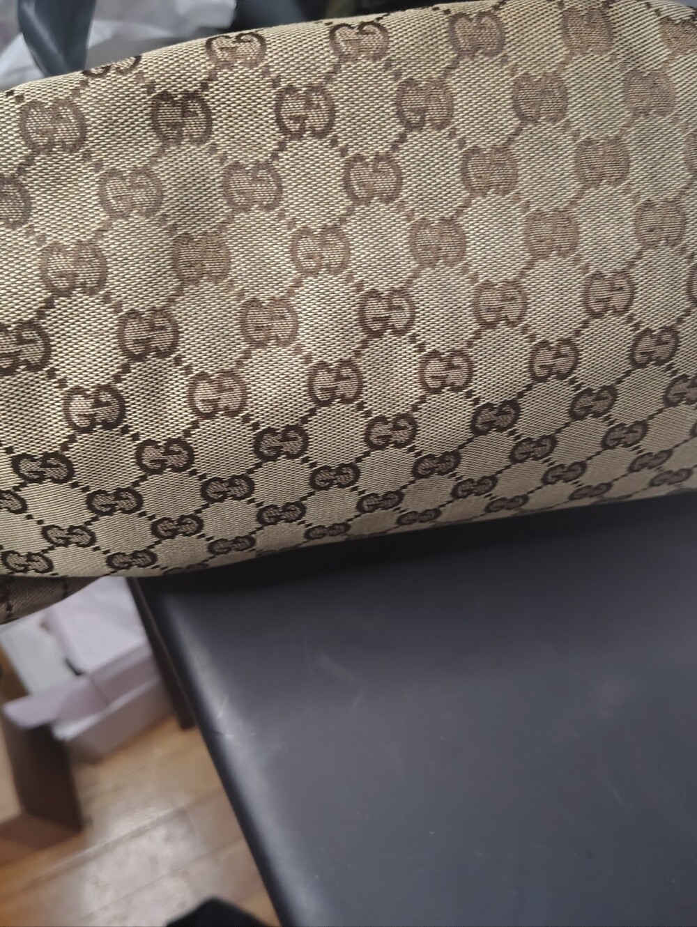 Gucci Beige and Brown GG Monogram Canvas Shoulder Bag